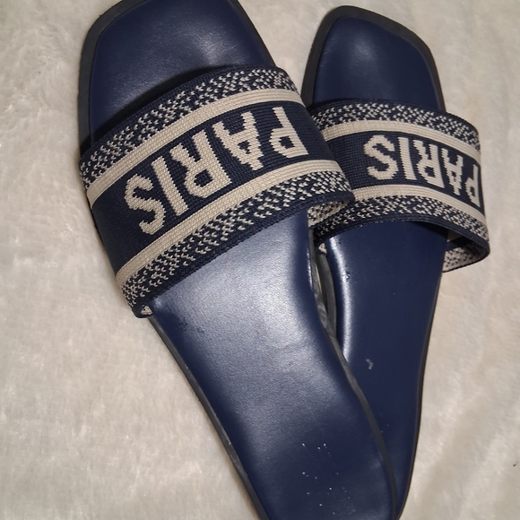 Nicole Miller Blue and White Slide Sandals - Picture 5 of 7